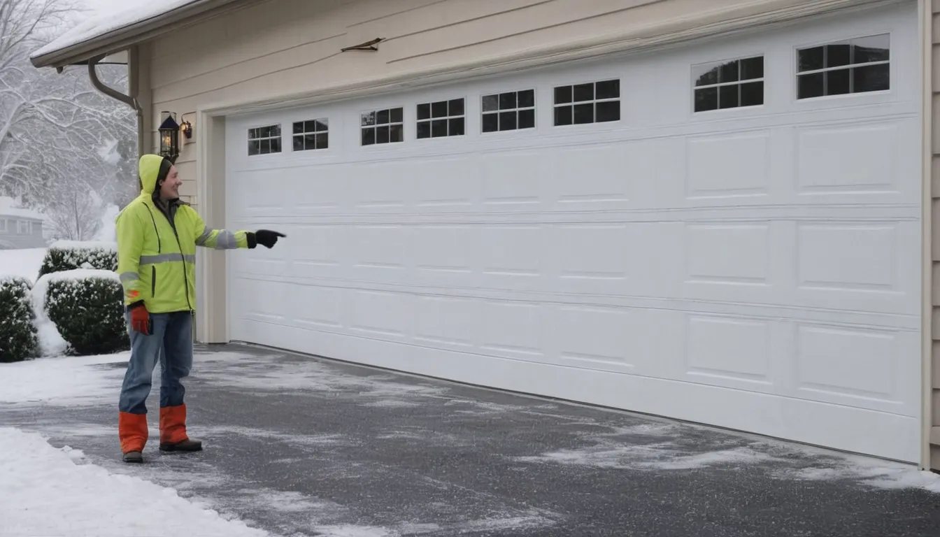 Friendly provider checking a garage door in Taunton with a homeowner